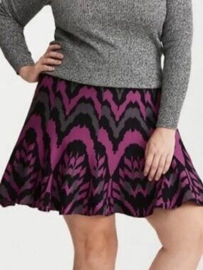 Torrid Size 1X Black Gray Pink Purple Like New Knit Sweater Flare Skater Skirt